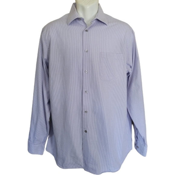 Calvin Klein Regular Fit Pink Blue Plaid Button Down Dress Shirt Size Men's 16 - Picture 1 of 12